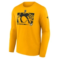 T-shirt secondaire à manches longues authentique Pro Core Collection Fanatics Gold Pittsburgh Penguins pour hommes