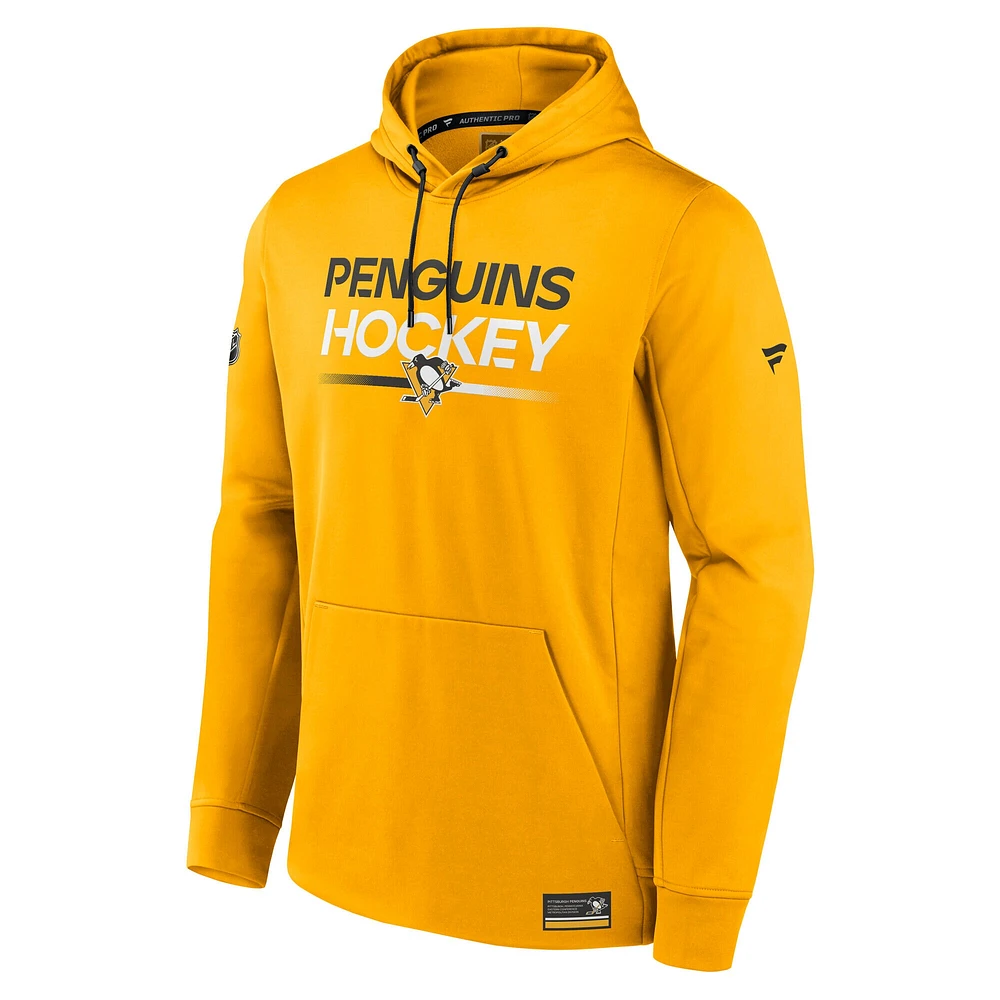 Sweat à capuche en polaire authentique Pro Fanatics Gold des Penguins de Pittsburgh pour homme