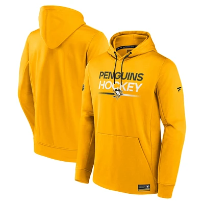 Sweat à capuche en polaire authentique Pro Fanatics Gold des Penguins de Pittsburgh pour homme