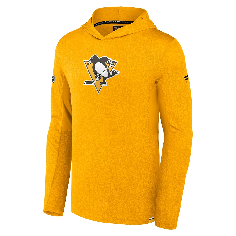 Sweat à capuche léger authentique Pro pour hommes Fanatics Gold Pittsburgh Penguins