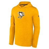 Sweat à capuche léger authentique Pro pour hommes Fanatics Gold Pittsburgh Penguins