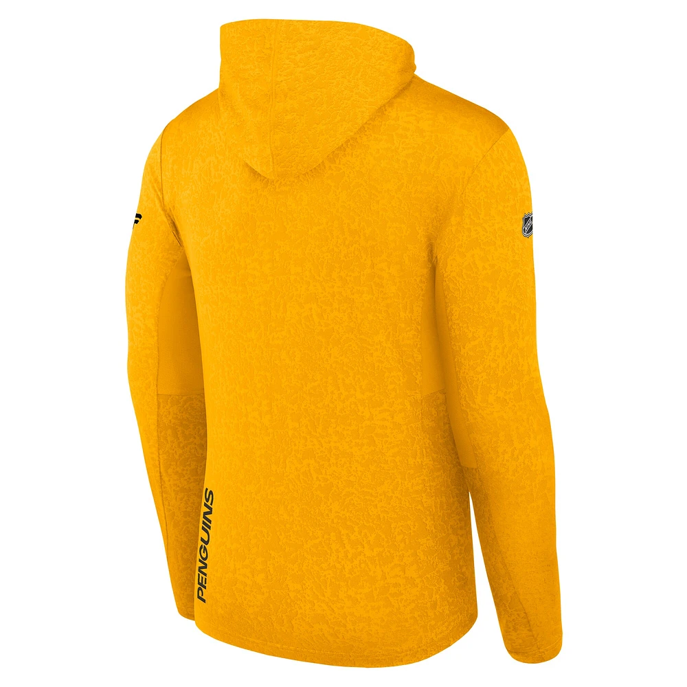 Sweat à capuche léger authentique Pro pour hommes Fanatics Gold Pittsburgh Penguins