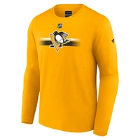 T-shirt à manches longues Fanatics Gold Pittsburgh Penguins Authentic Pro Primary pour hommes