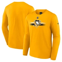 T-shirt à manches longues Fanatics Gold Pittsburgh Penguins Authentic Pro Primary pour hommes