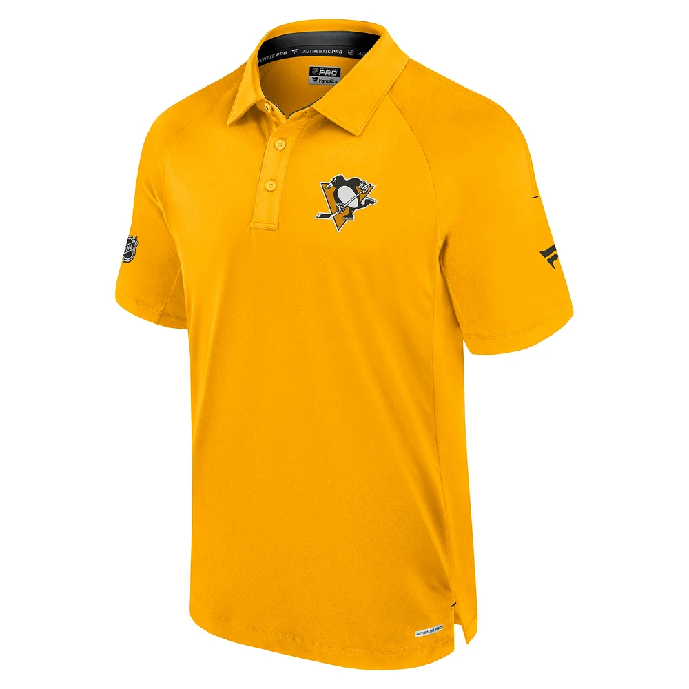 Polo authentique Pro Rink pour homme Fanatics Gold des Penguins de Pittsburgh