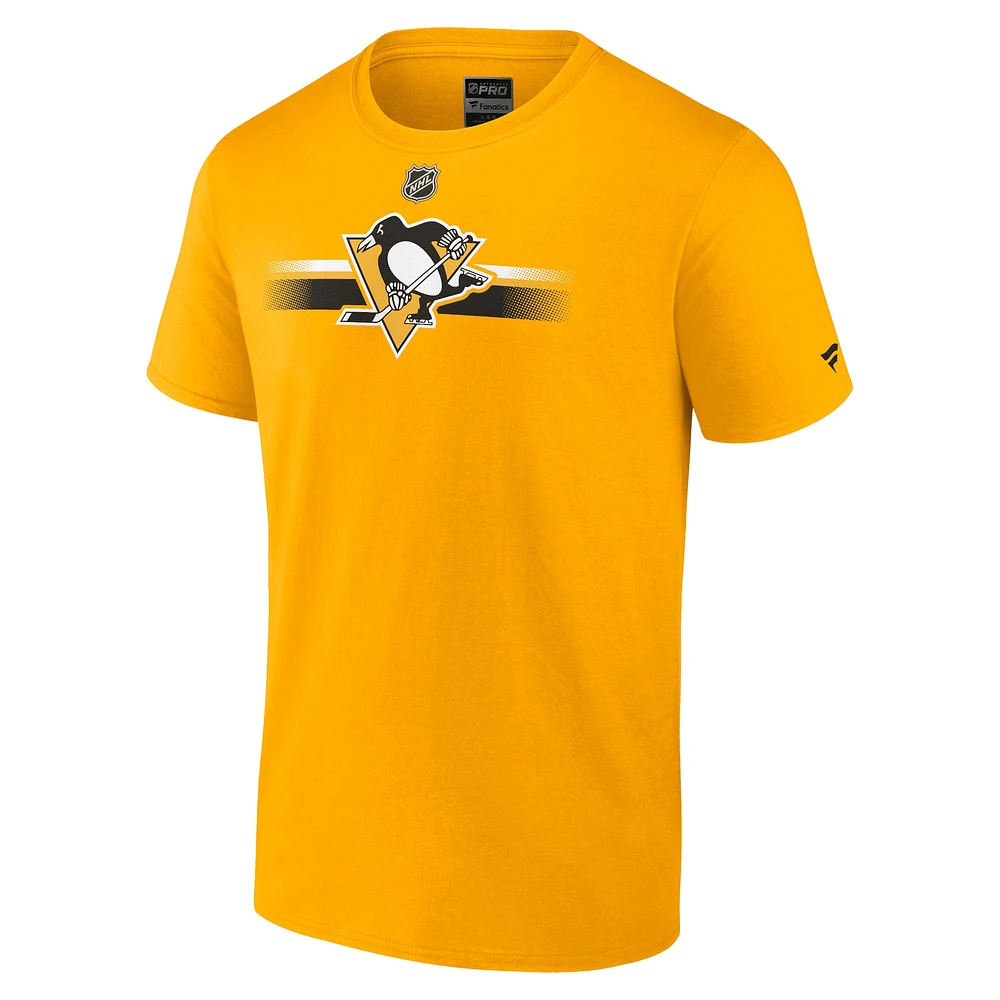 Men's Fanatics Gold Pittsburgh Penguins Authentic Pro Secondary T-Shirt