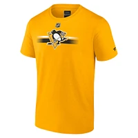 T-shirt secondaire professionnel authentique des Penguins de Pittsburgh dorés marque Fanatics pour hommes