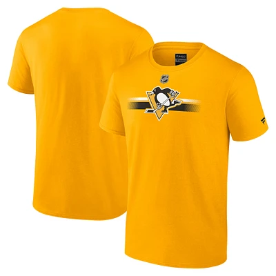 T-shirt secondaire professionnel authentique des Penguins de Pittsburgh dorés marque Fanatics pour hommes