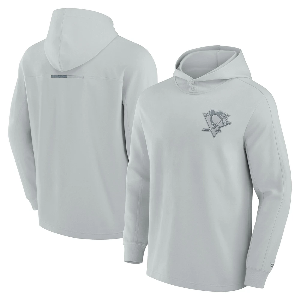 Men's Fanatics Gray Pittsburgh Penguins Elements Lightweight Tri-Blend Fleece Hoodie