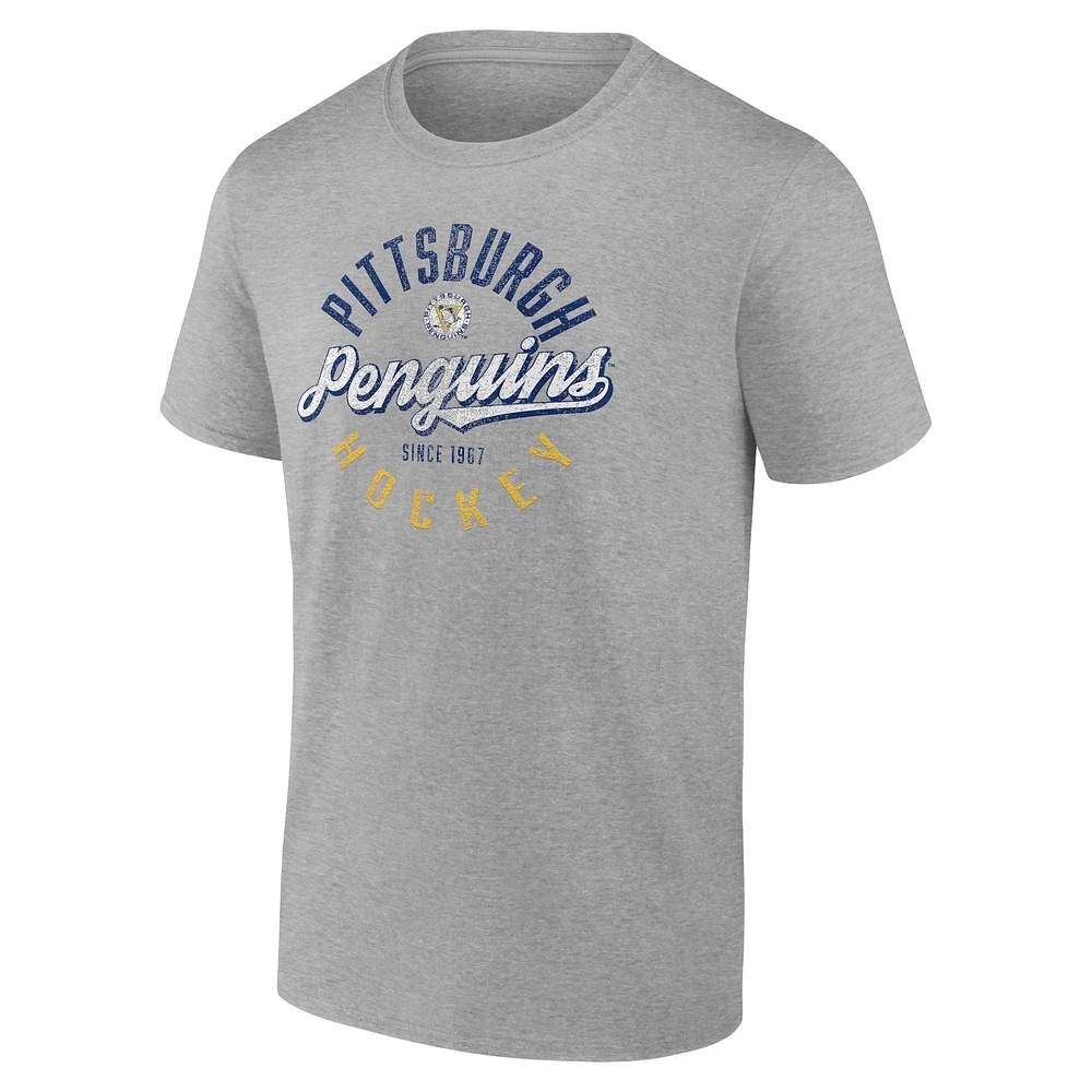 Men's Fanatics Gray Pittsburgh Penguins Emblem T-Shirt