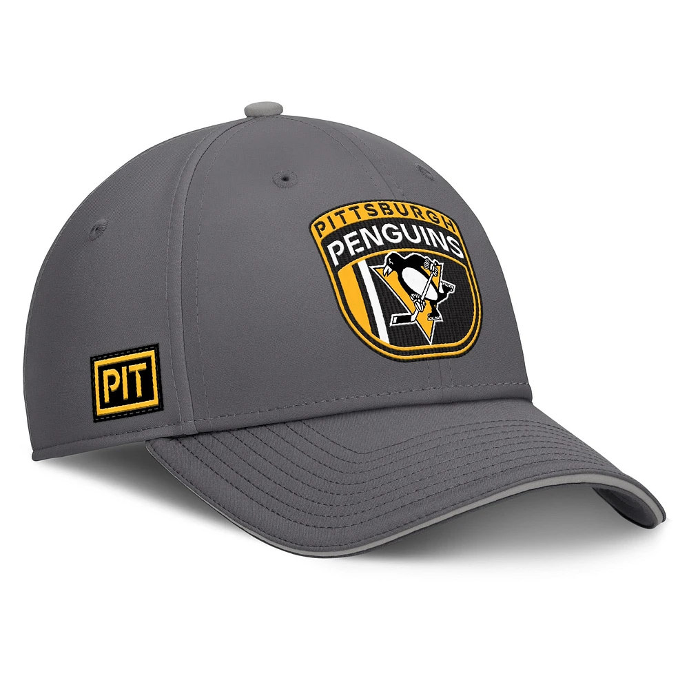 Casquette Fanatics grise pour homme Pittsburgh Penguins Home Ice Flex