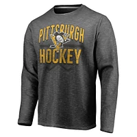 Men's Fanatics Gray Pittsburgh Penguins Iced Out Long Sleeve T-Shirt