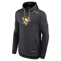 Sweat à capuche authentique Pro Tech pour homme Fanatics Heather Charcoal Pittsburgh Penguins