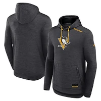 Sweat à capuche authentique Pro Tech pour homme Fanatics Heather Charcoal Pittsburgh Penguins