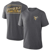 T-shirt tri-blend Fan Lanes des Penguins de Pittsburgh pour hommes, couleur anthracite chiné