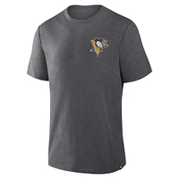 T-shirt tri-blend Fan Lanes des Penguins de Pittsburgh pour hommes, couleur anthracite chiné