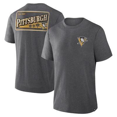 T-shirt tri-blend Fan Lanes des Penguins de Pittsburgh pour hommes, couleur anthracite chiné