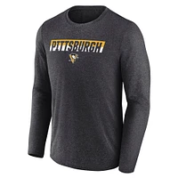 Men's Fanatics Heather Charcoal Pittsburgh Penguins Transition Long Sleeve T-Shirt