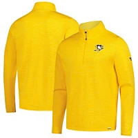 Pull léger à glissière quart de tour Fanatics Heather Gold Pittsburgh Penguins Authentic Pro pour hommes