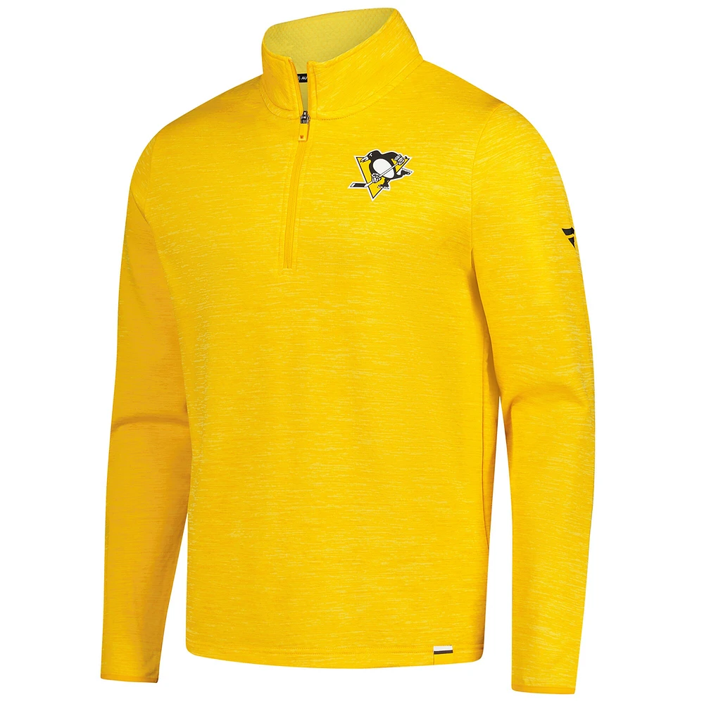 Pull léger à glissière quart de tour Fanatics Heather Gold Pittsburgh Penguins Authentic Pro pour hommes