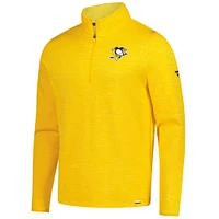 Pull léger à glissière quart de tour Fanatics Heather Gold Pittsburgh Penguins Authentic Pro pour hommes