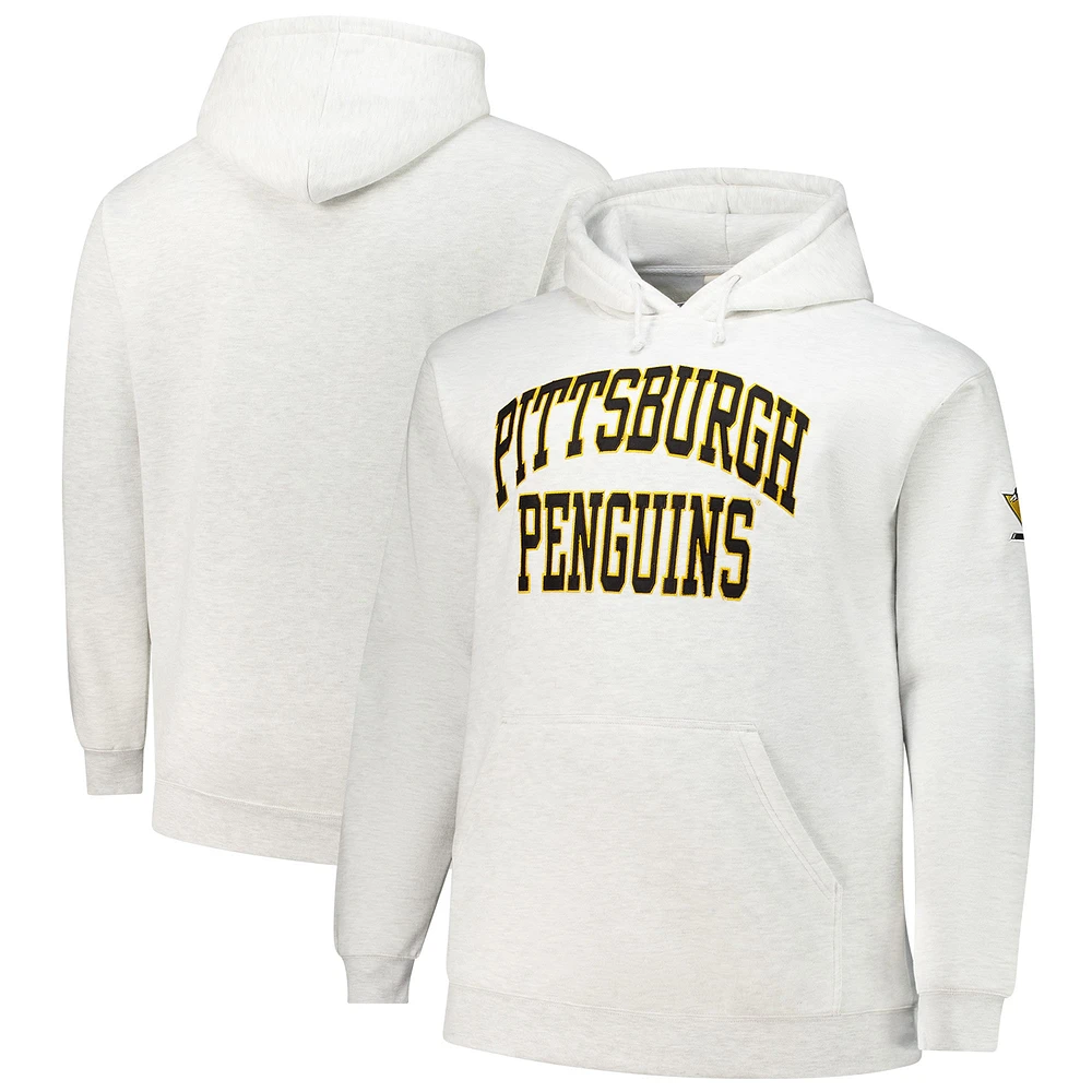 Men's Fanatics Heather Gray Pittsburgh Penguins Big & Tall Fleece Pullover Hoodie