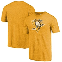 Men's Fanatics Heathered Gold Pittsburgh Penguins Primary Logo Tri-Blend T-Shirt