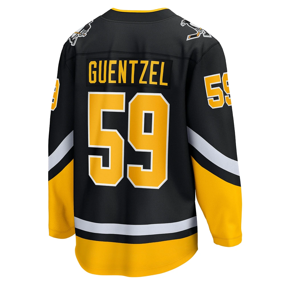 Fanatics pour hommes Jake Guentzel noir Pittsburgh Penguins Alternate Premier Breakaway Player Maillot