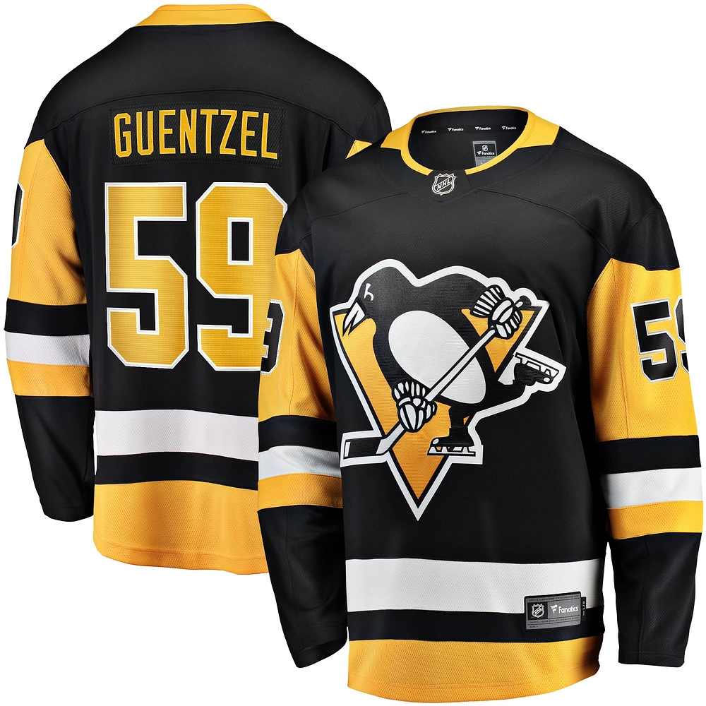 Maillot d'échappée à domicile noir des Penguins de Pittsburgh Fanatics Jake Guentzel pour hommes