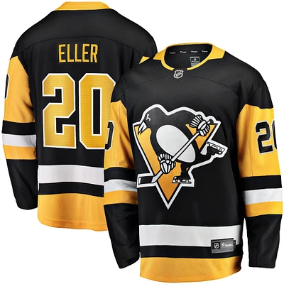 Maillot d'évasion à domicile Fanatics Lars Eller pour hommes, noir, Pittsburgh Penguins