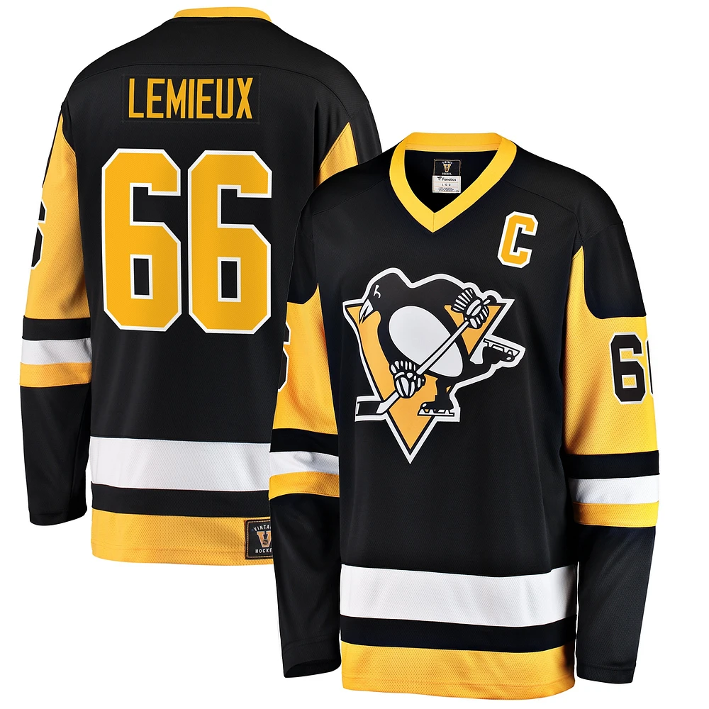 Fanatics pour hommes Mario Lemieux Noir Pittsburgh Penguins Premier Breakaway Maillot de joueur retraité