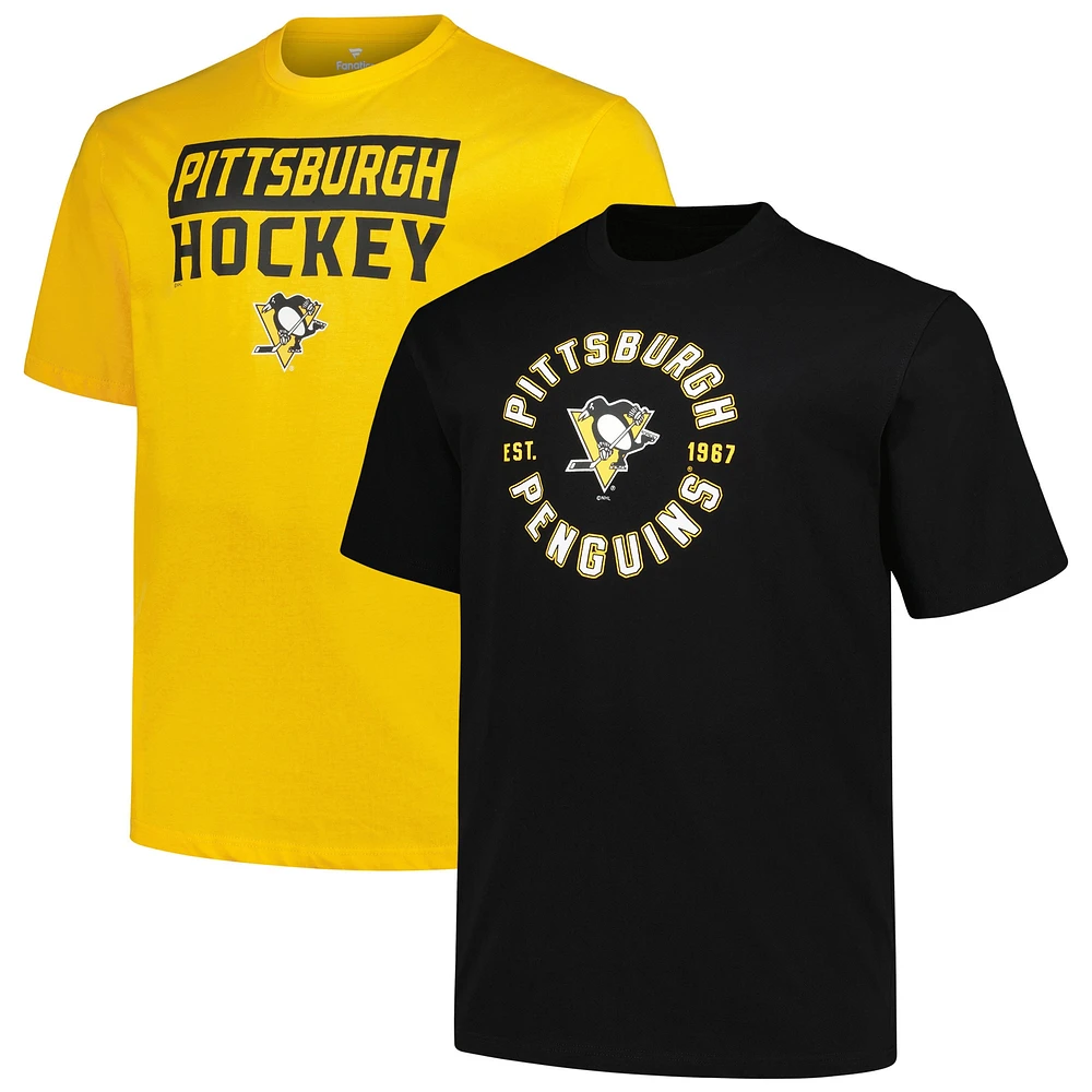 Ensemble de 2 t-shirts Fanatics Pittsburgh Penguins Big & Tall pour hommes