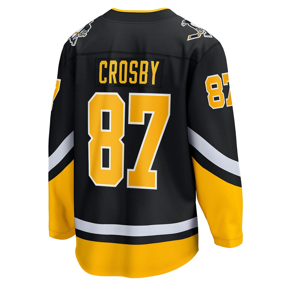 Maillot de joueur alternatif Premier Breakaway des Penguins Pittsburgh 2021/22 Sidney Crosby pour hommes Fanatics Black