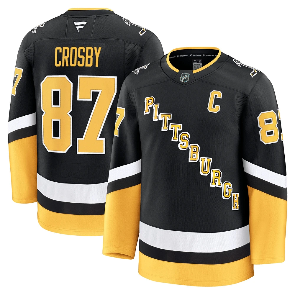 Maillot de qualité supérieure Sidney Crosby noir des Penguins Pittsburgh pour hommes Fanatics