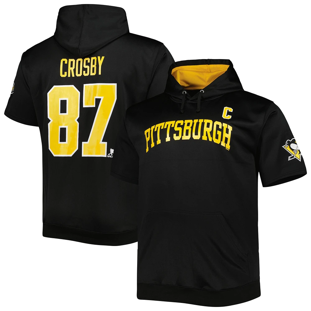 Fanatics pour hommes de marque Sidney Crosby Black Pittsburgh Penguins Big & Tall Captain Patch Nom et numéro Pull à capuche