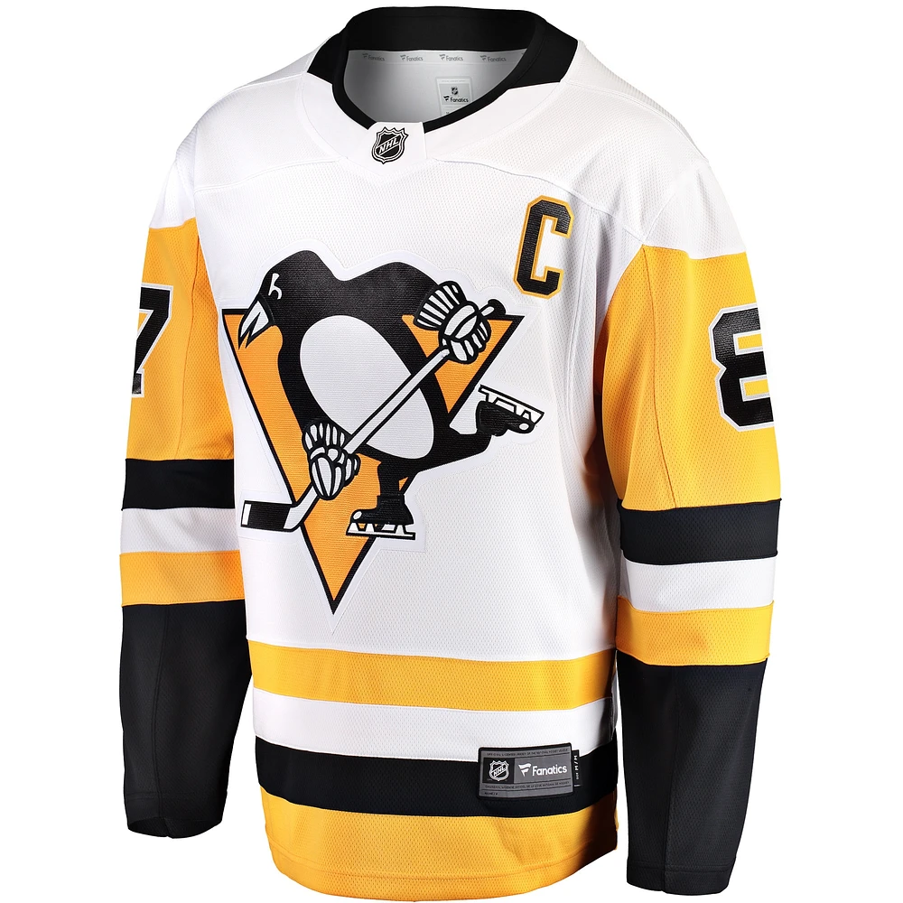 Men's Fanatics Sidney Crosby White Pittsburgh Penguins Captain Away Premier Breakaway Player Jersey