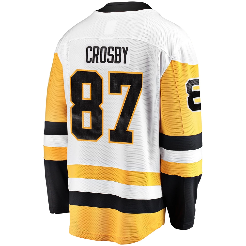 Men's Fanatics Sidney Crosby White Pittsburgh Penguins Captain Away Premier Breakaway Player Jersey