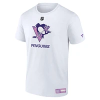 T-shirt blanc fanatique pour hommes des Penguins de Pittsburgh 2024 Hockey Fights Cancer