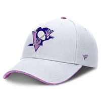 Men's Fanatics White Pittsburgh Penguins Authentic Pro Hockey Fights Cancer Adjustable Hat