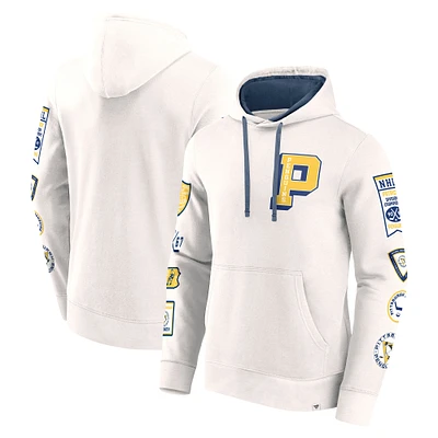 Men's Fanatics  White Pittsburgh Penguins Vintage Letterman Pullover Hoodie