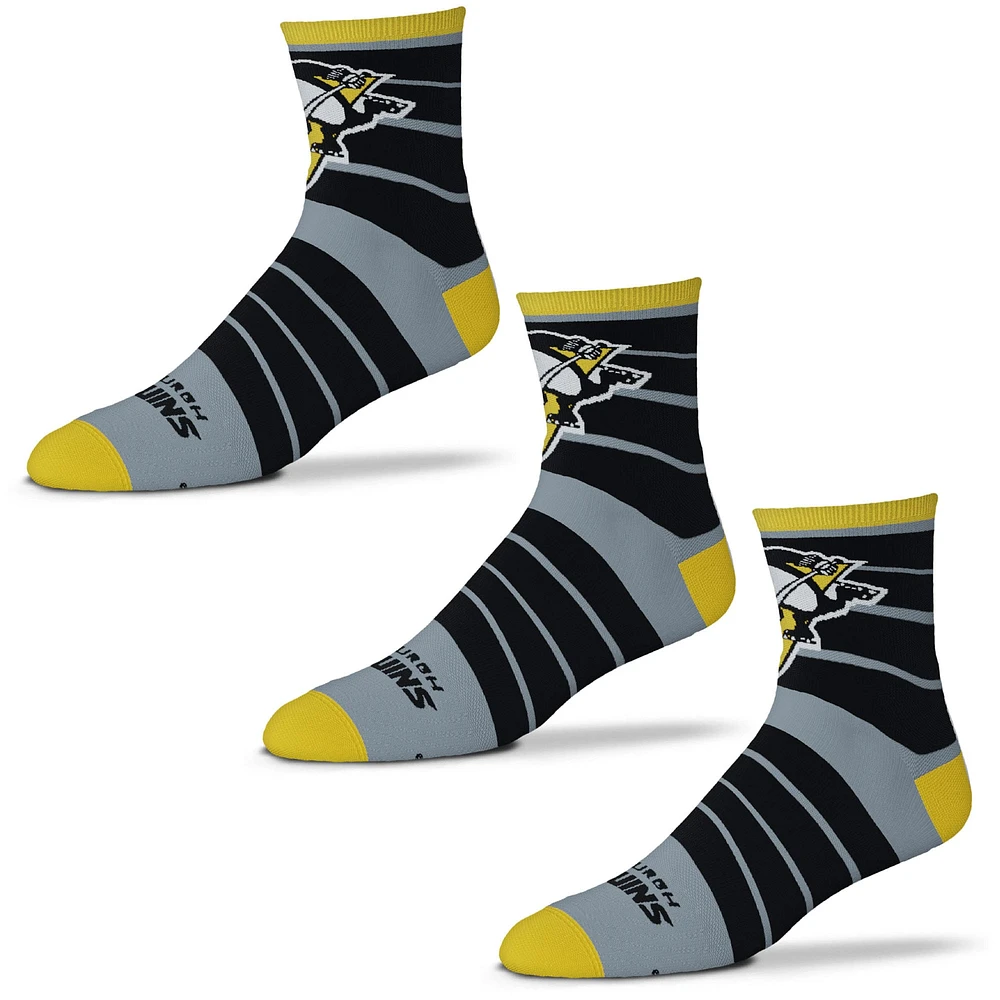 Lot de trois paires de chaussettes à quatre pattes pour hommes For Bare Feet des Penguins de Pittsburgh