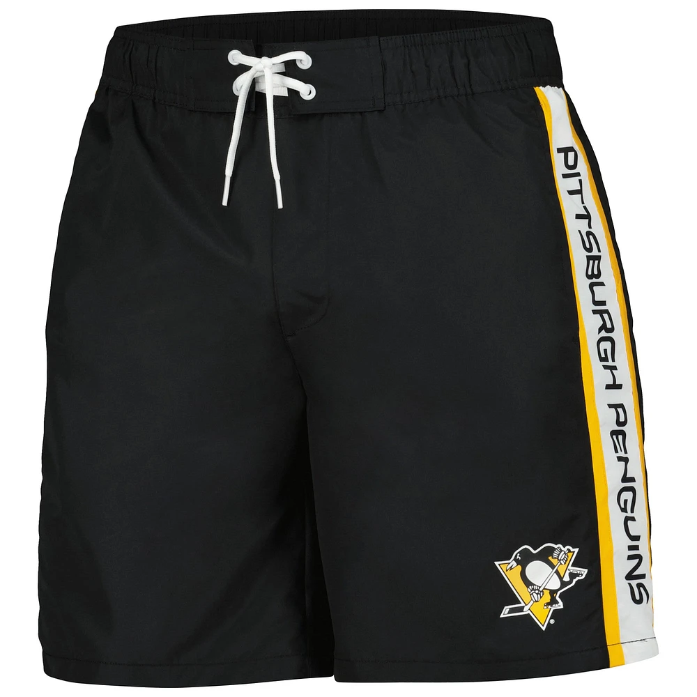 Men's G-III Sports by Carl Banks Black Pittsburgh Penguins Streamline Volley Swim Trunks