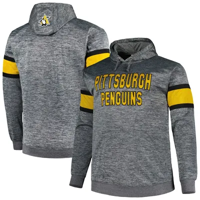 Pittsburgh Penguins Big & Tall Stripe Pullover Hoodie - Heather Charcoal
