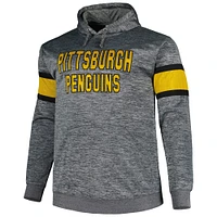 Men's Heather Charcoal Pittsburgh Penguins Big & Tall Stripe Pullover Hoodie