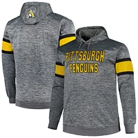 Men's Heather Charcoal Pittsburgh Penguins Big & Tall Stripe Pullover Hoodie