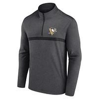 Men's  Heather Charcoal Pittsburgh Penguins Head-to-Head Raglan Quarter-Zip Top