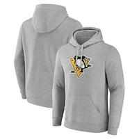 Men's Heather Gray Pittsburgh Penguins Primary Logo Pullover Hoodie