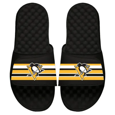 Pittsburgh Penguins ISlide Stripe Logo Slide Sandals - Black