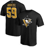 T-shirt noir authentique pour homme Jake Guentzel avec nom et numéro de l'équipe des Penguins Pittsburgh