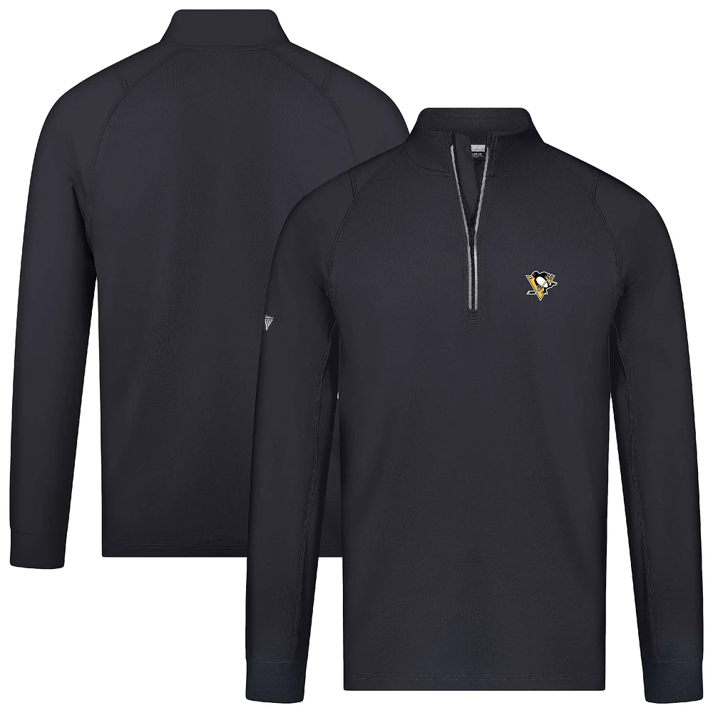 Men's Levelwear Black Pittsburgh Penguins Theory Insignia Core Raglan Quarter-Zip Pullover Top